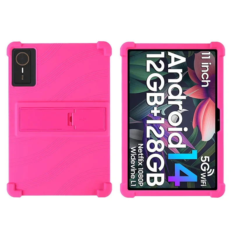 For Tecno MegaPad 11 10.95-inch Tablet with Multi-Angle Adjustable Stand Kid-Friendly Shockproof Case: Pink
