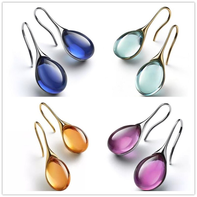 Kleur Ingelegd Water Glass Stone Oorbellen Met Overdreven Persoonlijkheid Voor Vrouwen Sieraden