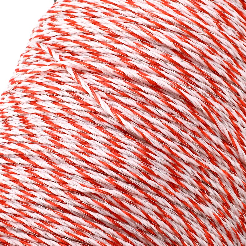 500M Roll Electric Fence Rope Red White Polywire with Steel Poly Rope for Horse Animal Fencing Ultra Low Resistance Wire