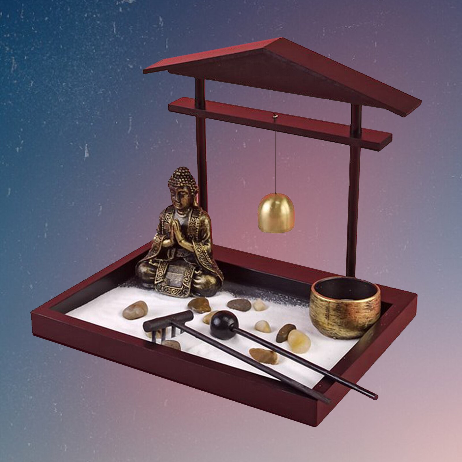 Tabletop Meditation Zen Garden Kit Rock Sand Relaxation Garden Desktop Decor for Friends