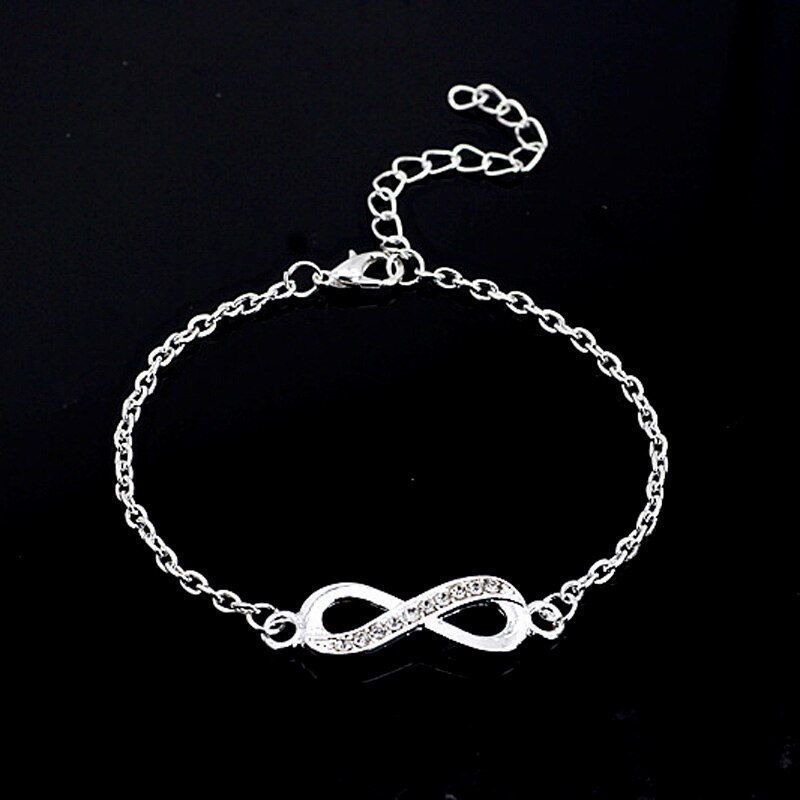 Mode Vrouwen Crystal Infinity Armband Nummer 8 Ketting Armbanden Sieraden SWD889: silver