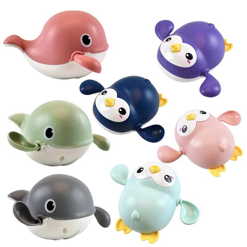 1pcs Del Bambino Acqua Giocattoli Da Bagno Anatre Animale Del Fumetto Catena di Orologeria Granchio Pinguino Balena Piscina Piscina di Balneazione Giocattoli Per I Bambini regalo