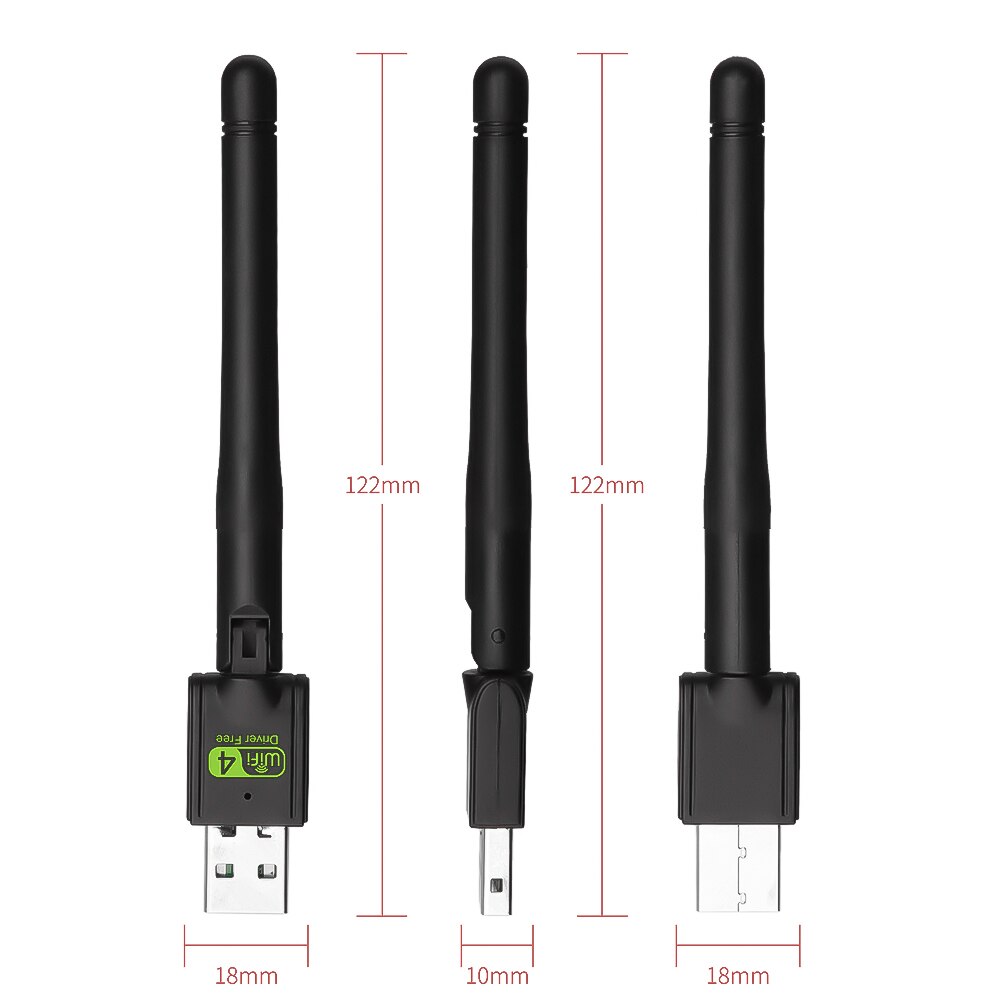 Mini USB sans fil Portable WiFi adaptateur 2/4db réseau LAN carte 150Mbps 802.11n/g/b réseau LAN carte Wifi Dongle pour décodeur