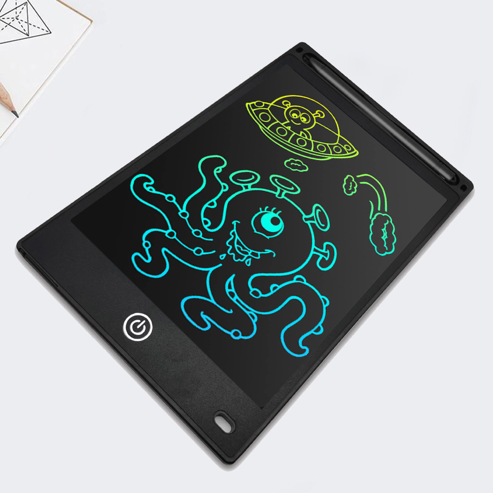 12 Zoll elektronisches Zeichenbrett (Helligkeits steigerung um 20%), Schreib tablet für Kinder, buntes Bildschirm-Doodle-Board: Black