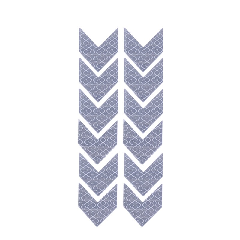 12pcs Car Reflective Sticker Warning Decals Arrow Sign Tape Stickers For Auto Tail Bar Bumper Trunk Safety Decoration Sticker: white