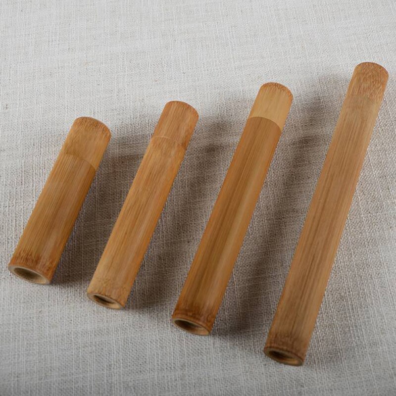 Naturligt bamburör för tandborste miljövänlig reseväska handgjord 21cm bambu tandborströr bärbar reseförpackning 1pc