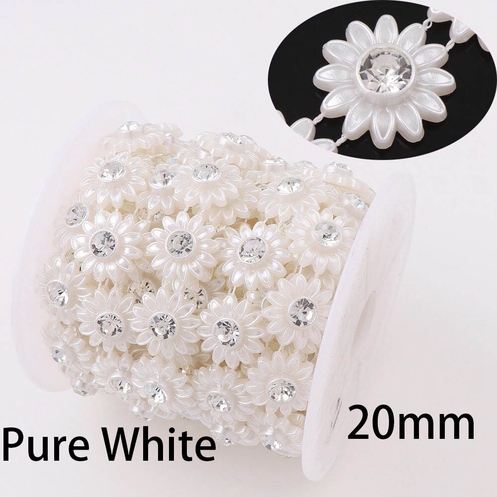 1 Yard Flower Series Rhinestone Chain ABS Pearl Jewelry Decor Wedding Dress Crafts Bridal Beads Appliques Garment Chain: DK-AA306