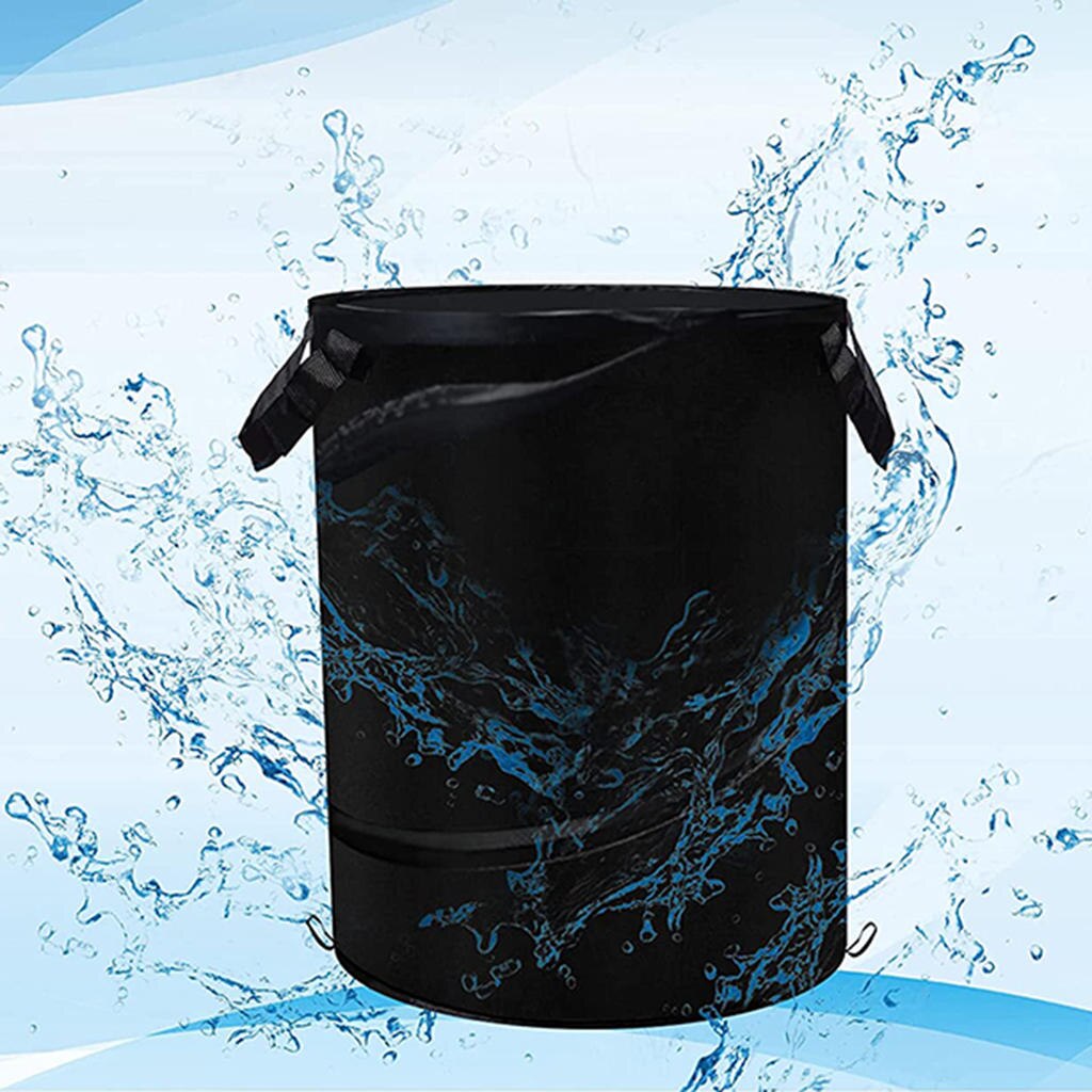 Folding Garden Waste Bag &amp; 2 Handles Home Waterproof Release Buckle Oxford Cloth Garden Supplies Garbage Storage Trash Bag