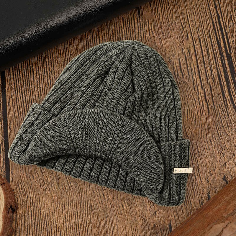 Men Women Winter Ski Hat Knit Warm Visor Beanie Billed Beanie With Brim Wool Hat