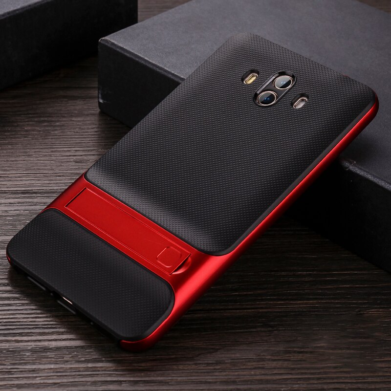 Fundas traseras de teléfono móvil para Huawei Mate 10 fundas de silicona 5,9 "3D de pie TPU PC híbrido 360 Carcasa protectora mate10 estilo libro.: Royce Red