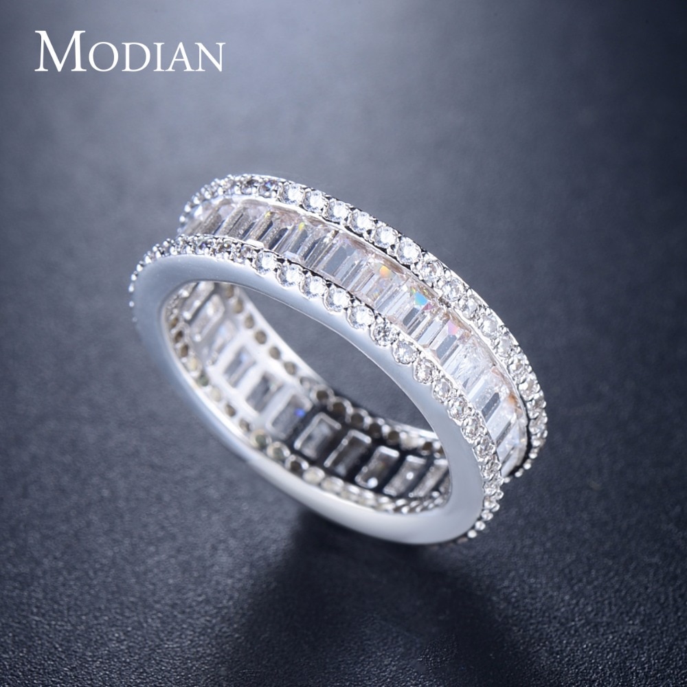 Modian qualidade superior moda anel com zircônia cúbica retângulo cristal charme anéis para as mulheres amor casamento jóias de luxo anel anel anel anel anel