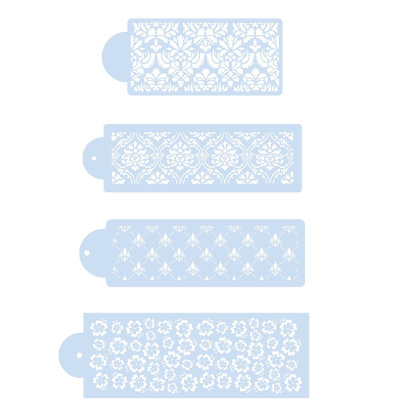 4pc Cake Flower Border Stencil Painting Template DIY Walls Scrapbooking Coloring Photo Album Embossing Office School Supplies: Default Title