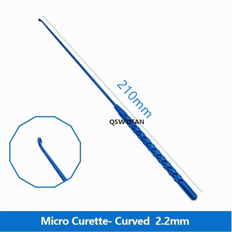 Micro Nerve pull Hook Titanium Micro Spatula Dissectors Micro Curette 21cm Vessel Hook: Micro Curette -C