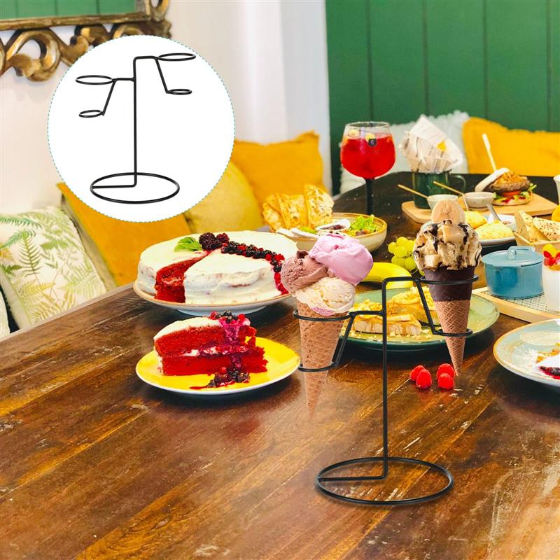 Iron Art Ice Cream Holder Simple Iron Ice Cream Stand for Display Storage