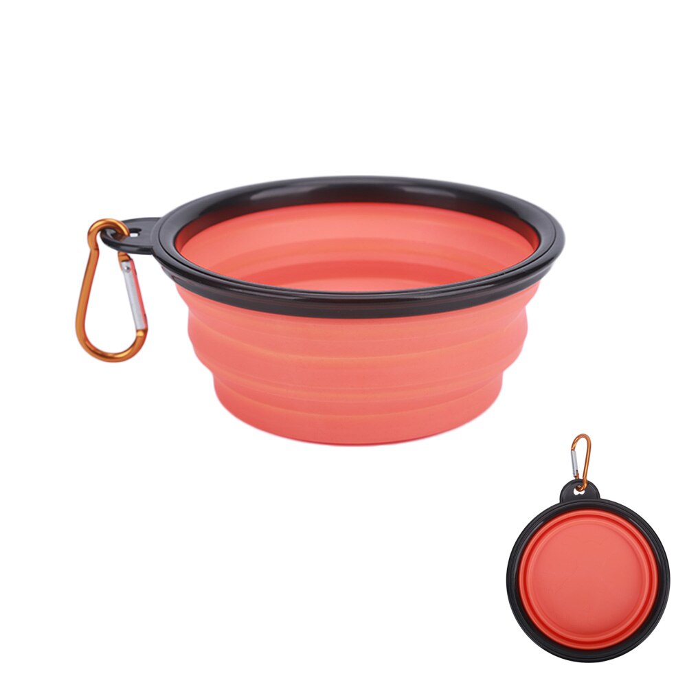 Cuenco plegable de silicona para perro, accesorio portátil de viaje, utensilios para comedero, cuencos pequeños de mudio, 1 unidad: Naranja