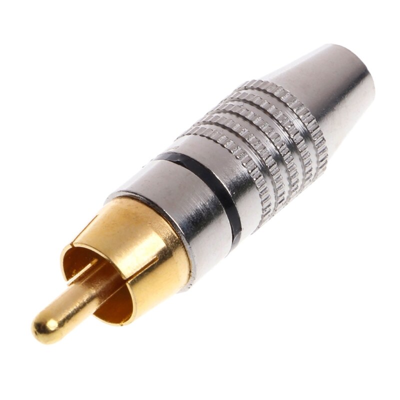 10 st rca plug audio video låskabel anslutning guldpläterad