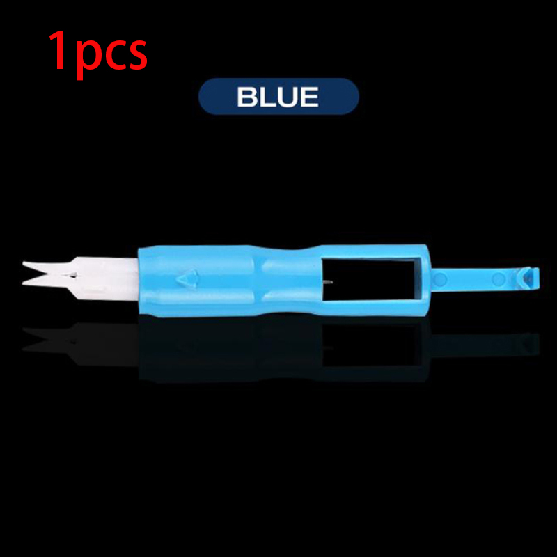 Blue Needle Threader Insertion Sewing Tool Automatic Machine Sewing Needle Device Needle Changer Lead Wire Threader Tool: 1pcs