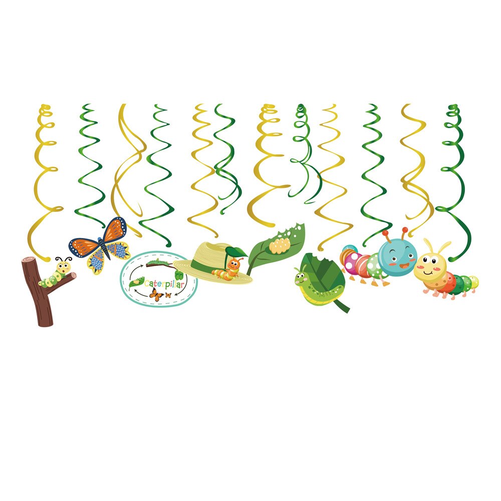 Voorjaar Rups Evolution Vlinder PVC Party Opknoping Swirl Baby Douche Plafond Spiralen Kids Verjaardagsfeestje Decoraties