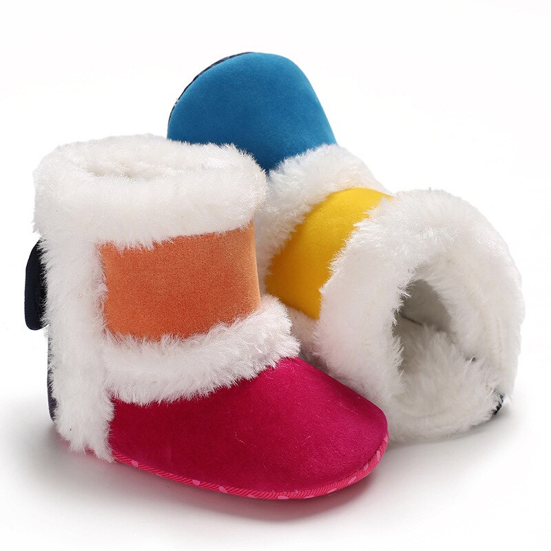 Inverno manter quente primeiro walker bebê menina criança botas com borboleta-nó anti-deslizamento neve sapatos grossos