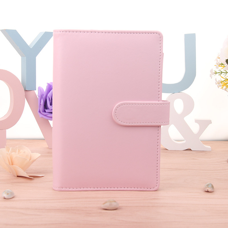 Preciosa funda para cuaderno A5/a6 de piel con hojas sueltas, carpeta con espiral, Color de macarrón, artículos de papelería, funda de repuesto para libro planificador Kawaii: Rosa / A5