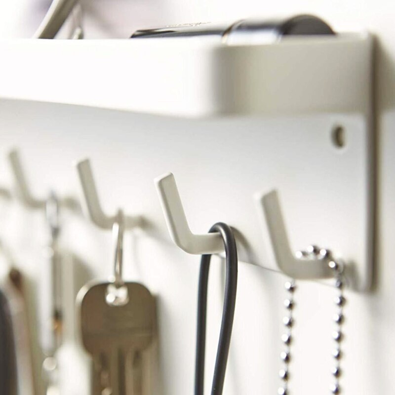 Vægmonteret magnetisk nøgle postholder rack organizer hylde med 6 kroge bakke til engryway gang køkken boligindretning