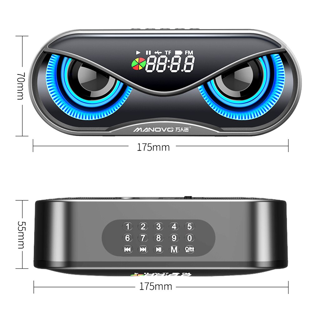 Powerful Bluetooth Speaker Bass Stereo Portable Wireless Owl Subwoofer Waterproof Sound Box Support TF, TWS, USB