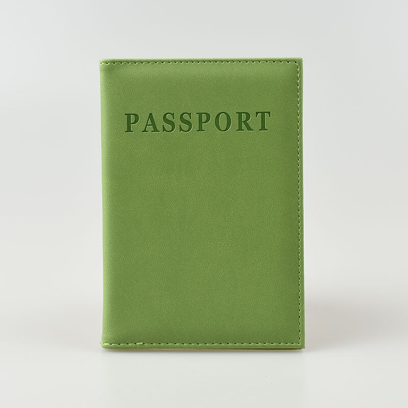 DIKEDAKU Simple Women Passport Cover Pink Travel Pu Leather Passport Holder Wallets Solid Girls Protect Passport Pocket: Green