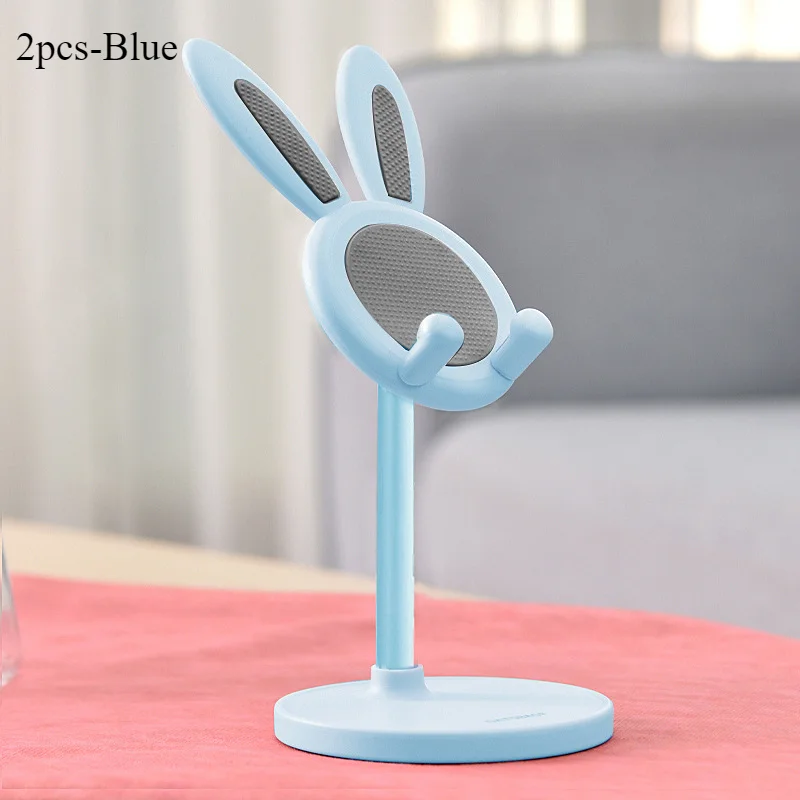Le lapin mignon support de téléphone portable de bureau peut soulever et ajuster les accessoires de téléphone de bureau support de téléphone poignée de téléphone: WHITE