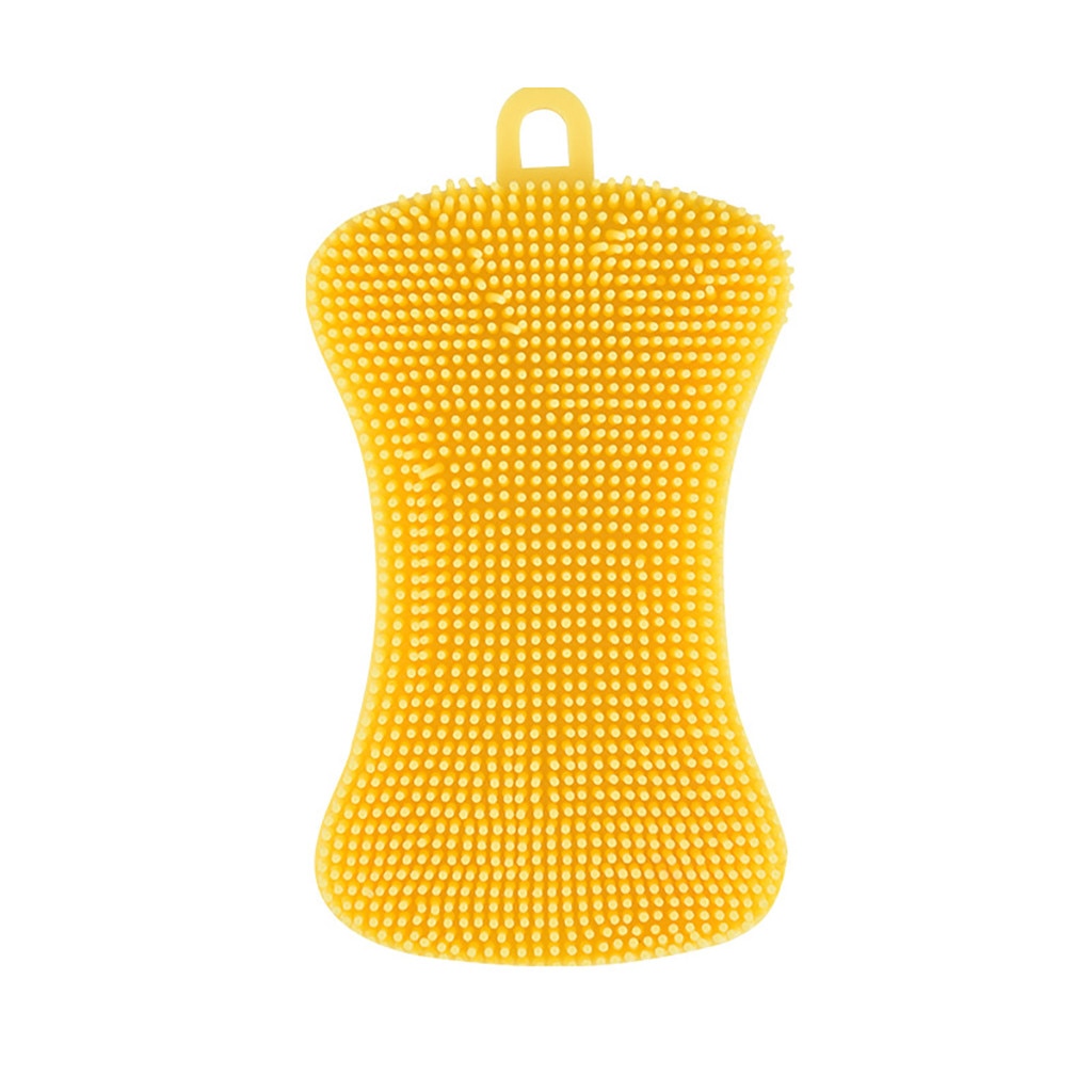 1Pc Keuken Borstel Siliconen Afwasborstel Pot Pan Spons Scrubber Fruit Groente Schotel Wassen Schoon Borstel: Yellow