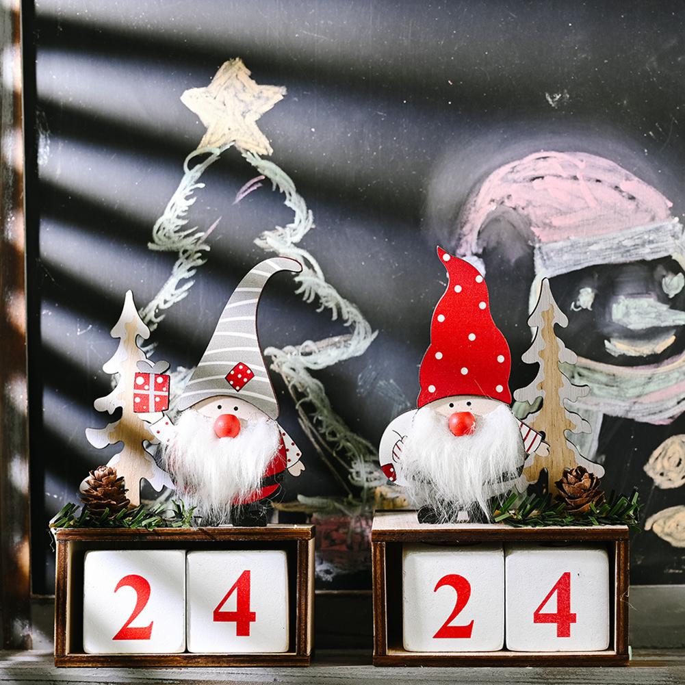 Julebordspynt nisse og konglekalender trepynt dekorativt nedtellingspynt til hjemmet