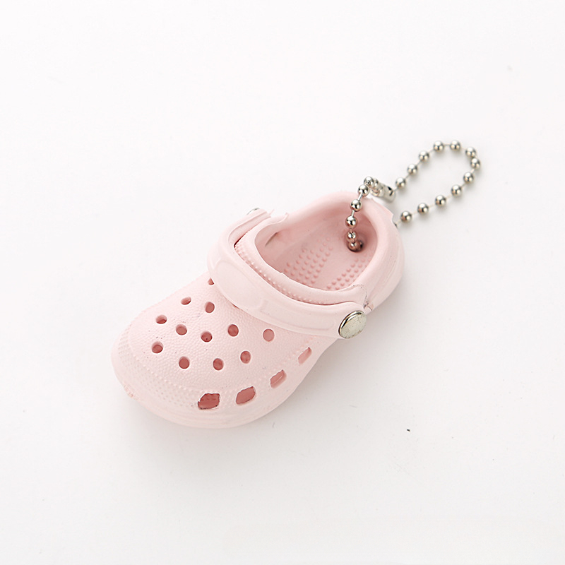 Simulation Mini EVA Hole Shoes Keychain Pendants Colorful Croc Shoe Charms For DIY Car Key Bag School Bag Backpack: Light Pink