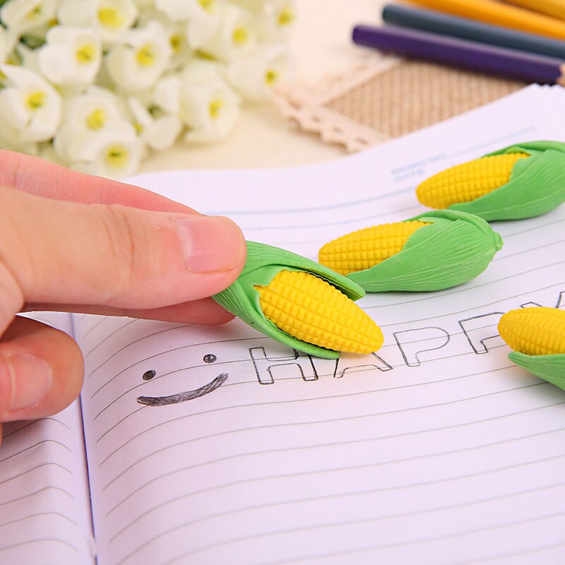 2 Pcs/set Kawaii Cartoon Assembly Corn Shape Mini Eraser Student Rubber Stationery School Office Supplies