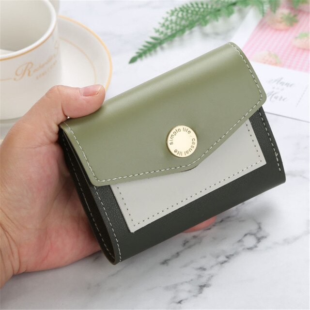 Cartão de crédito curto mulheres bolsa carteiras feminino zíper carteira mini pequeno: Green