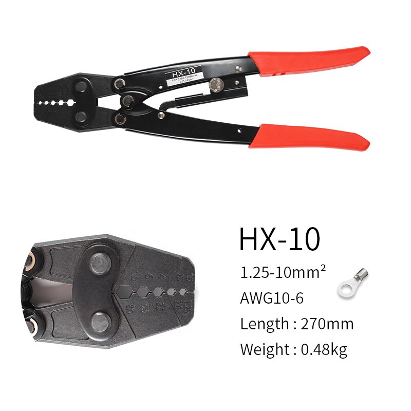 Pince à sertir japonaise HS-16, pince à sertir pour cosse de câble, pince à sertir à borne nue, outils manuels pour maillons de câbles non isolés: HX-10
