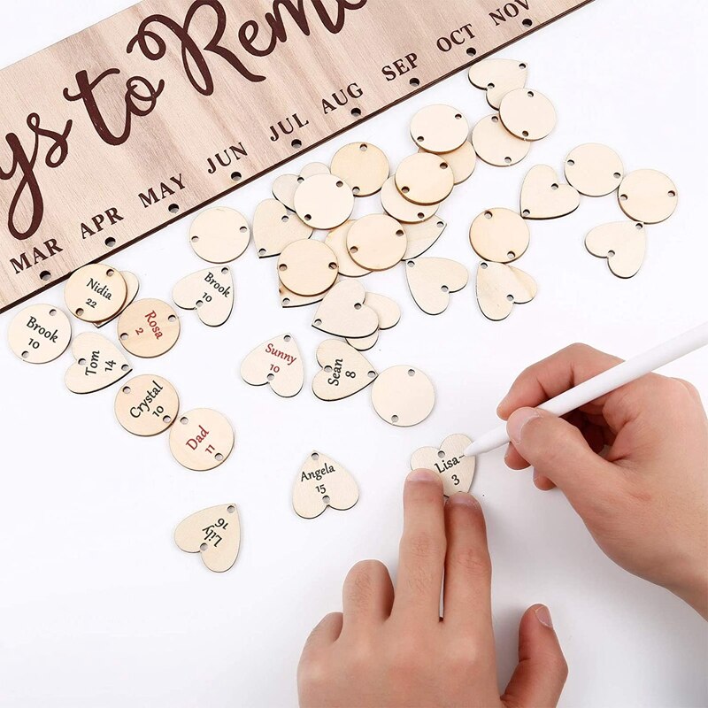 Calendario in legno promemoria di compleanno appeso a parete con etichette appeso fai-da-te promemoria di compleanno in legno calendario decorazione della parete di casa