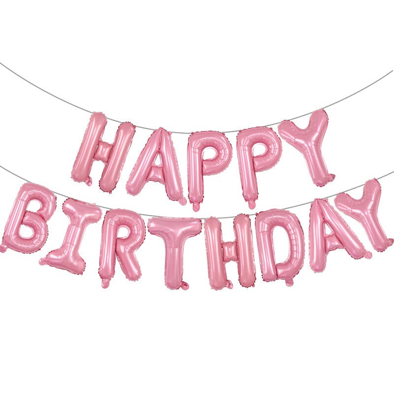 13Pcs Happy Birthday Balloons Foil Letter Balloon Birthday Party Decorations Kids Adult Birthday Balloons card packaging: Pink