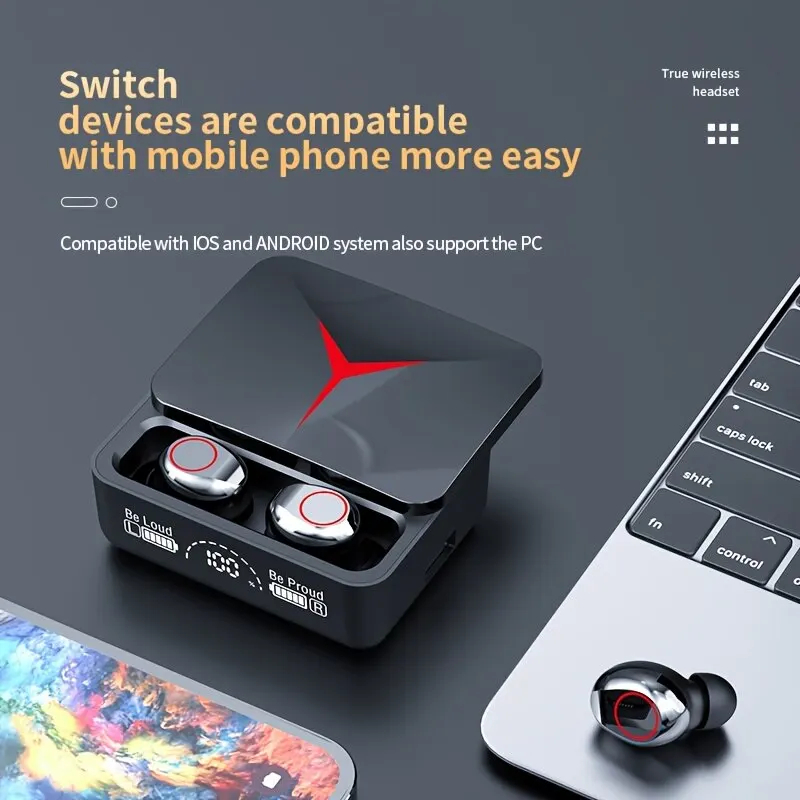 Oryginalne słuchawki bezprzewodowe TWS M90 przesuwana pokrywa słuchawki gamingowe Bluetooth 5.3 sportowe słuchawki douszne muzyczne zestawy słuchawkowe dla Iphone Xiaomi
