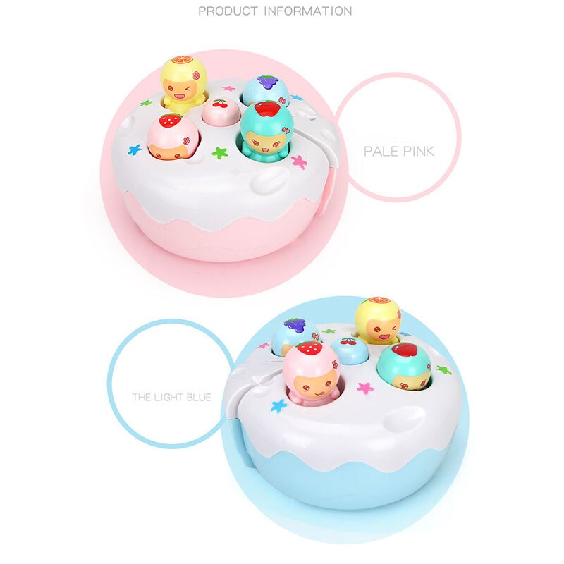 Multifunctionele baby educatief vroegschoolse educatie percussie muziek licht speelgoed leuk fruitcake: Roze