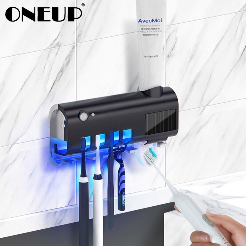 ONEUP UV Toothbrush Holder Solar Energy Toothbrush Sterilizer Toothpaste Dispenser Home Cleaner Sterilize Bathroom Accessories