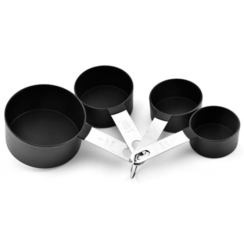 4 Stuks Multifunctionele Lepel Cup Meten Set Geschikt Voor Nemen Koffiebonen Rvs Handvat Keuken Bakken Gadgets: 4pc black cup