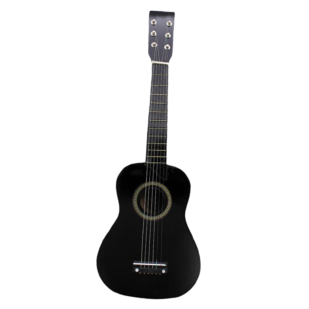 23" 6-String Folk Acoustic Guitar for Beginner Music Lovers Student Practice: Black