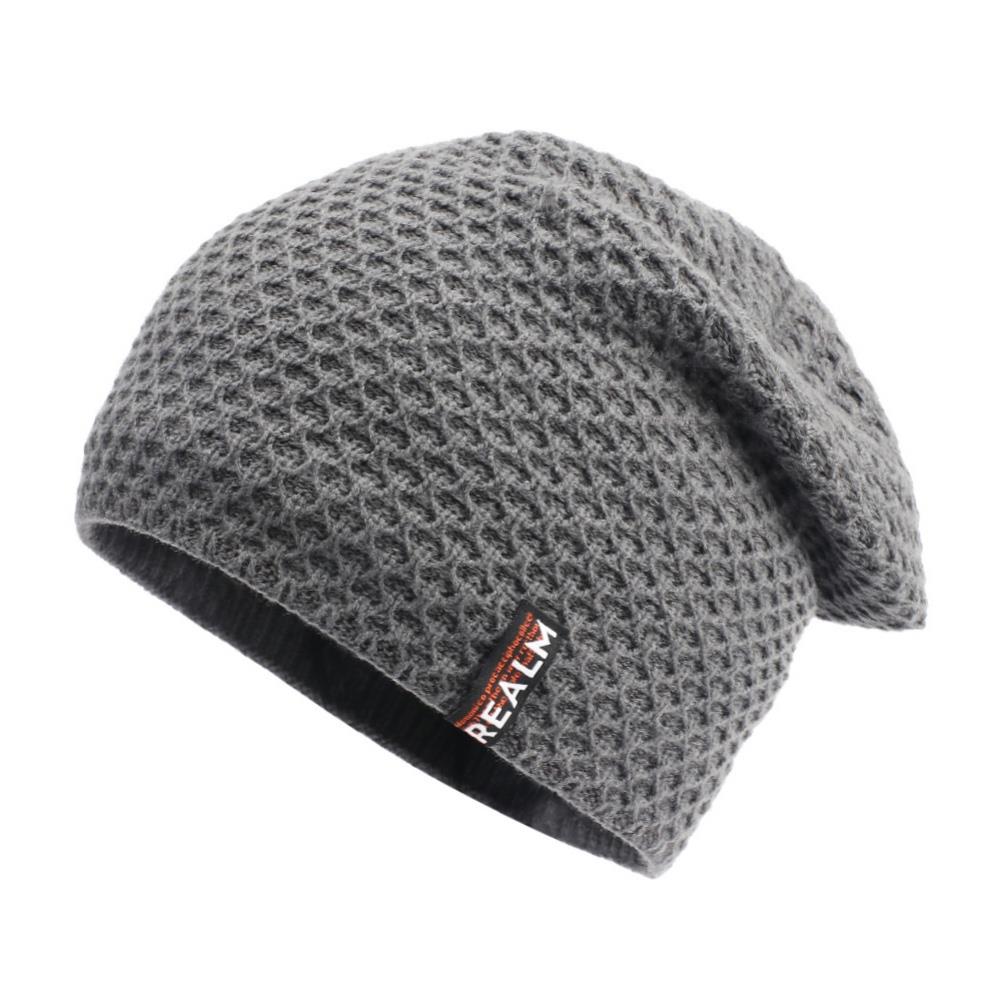 Lässige beanies für damen und herren, skimützen, radmützen, wintermützen, outdoor-sportmützen, warme, fleecegefütterte oversize-strickmützen, totenkopfmützen: Grau