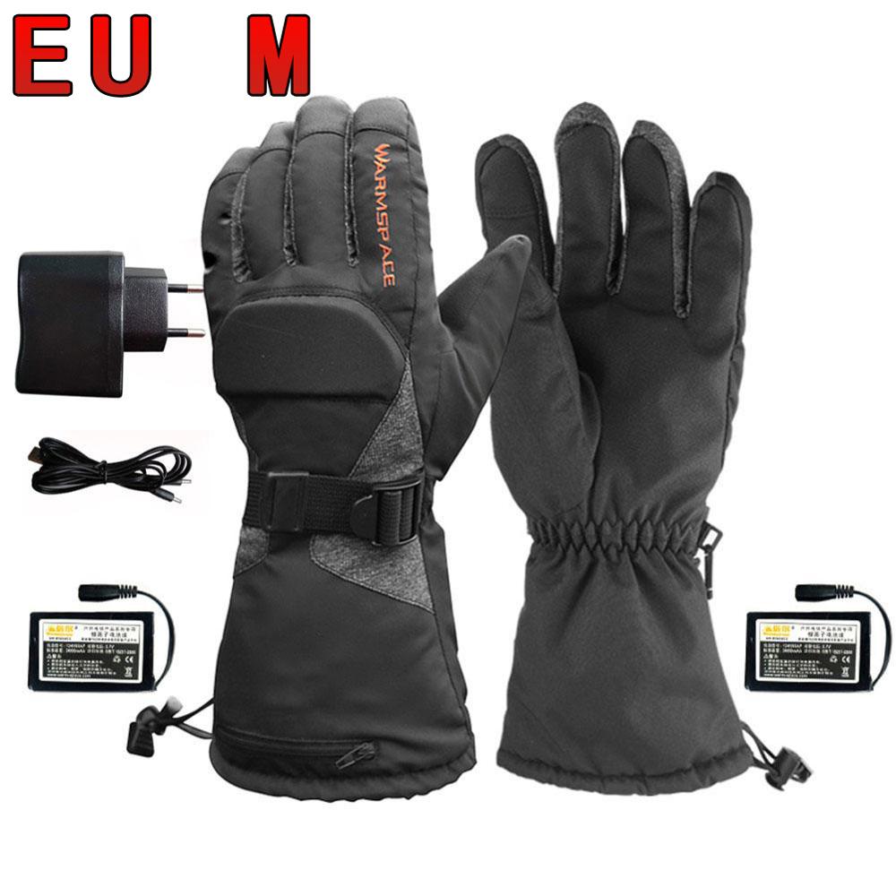 Motorcykel opvarmede handsker 3.7v/3600 mah usb lithium batteri vandtæt varm holder termisk varme motorcykel skiløb unisex moto: Eum