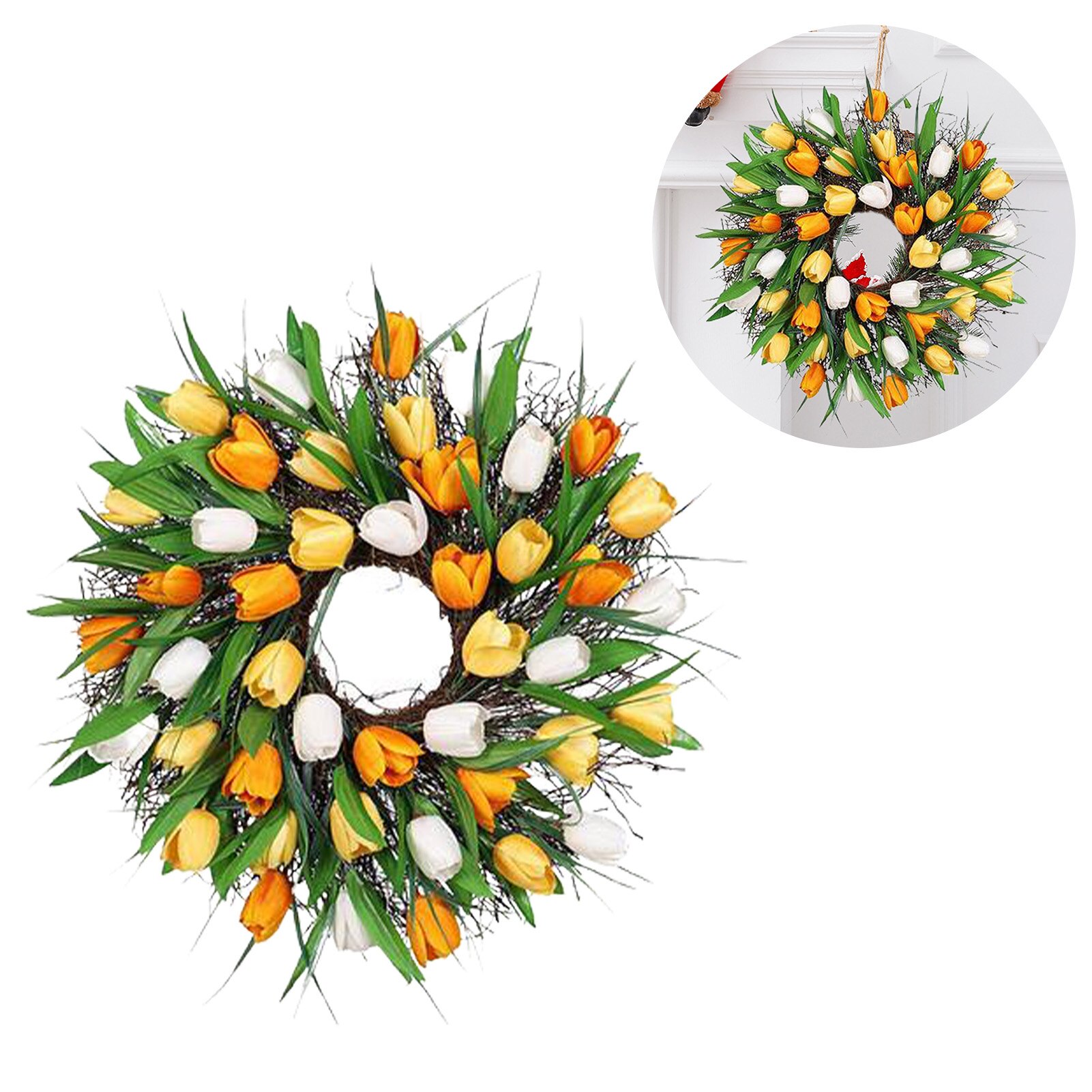 Tulip Wreath 12 Inch Wreath For Front Door Spring Summer Fall Wreaths All Year Around For Outdoor Indoor Door Wall Window