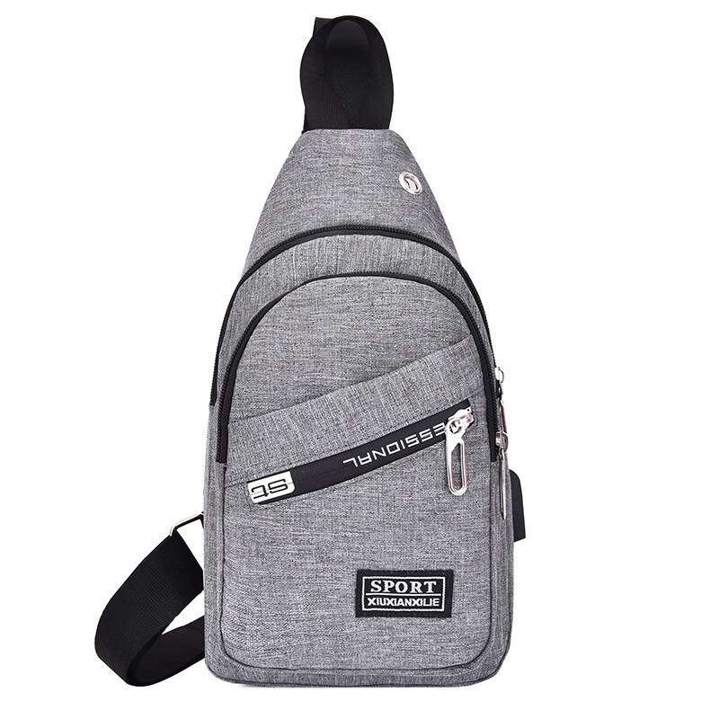 Male Shoulder Bags USB Charging Crossbody Bags Multifunctional Canvas Theft Chest Bags Short Trip Messengers Bag