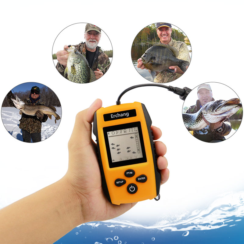 Erchang-Localizador portátil de peces TL88E, 9M, cable, ecosounder, alarma, profundidad de 0,6-100m, transductor, Sensor Sónar para pesca