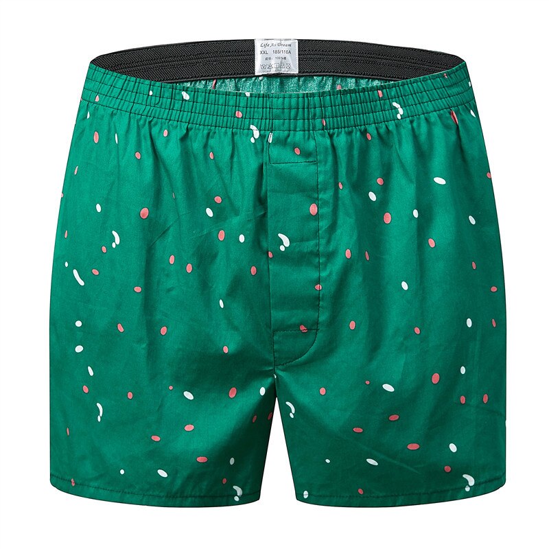 Mens Summer Shorts Underwear Boxers Shorts Casual Cotton Sleep Underpants Beach Loose Comfortable Shorts Homewear Panties Shorts: Green / XXXL