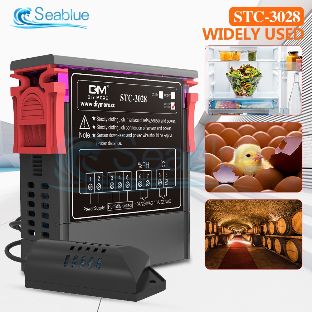 STC-3028 SHT2000 Temperatur Feuchtigkeit Regler Hause Kühlschrank Thermostat Hygrostat Thermometer Hygrometer DC 12V 24V AC 110-220V