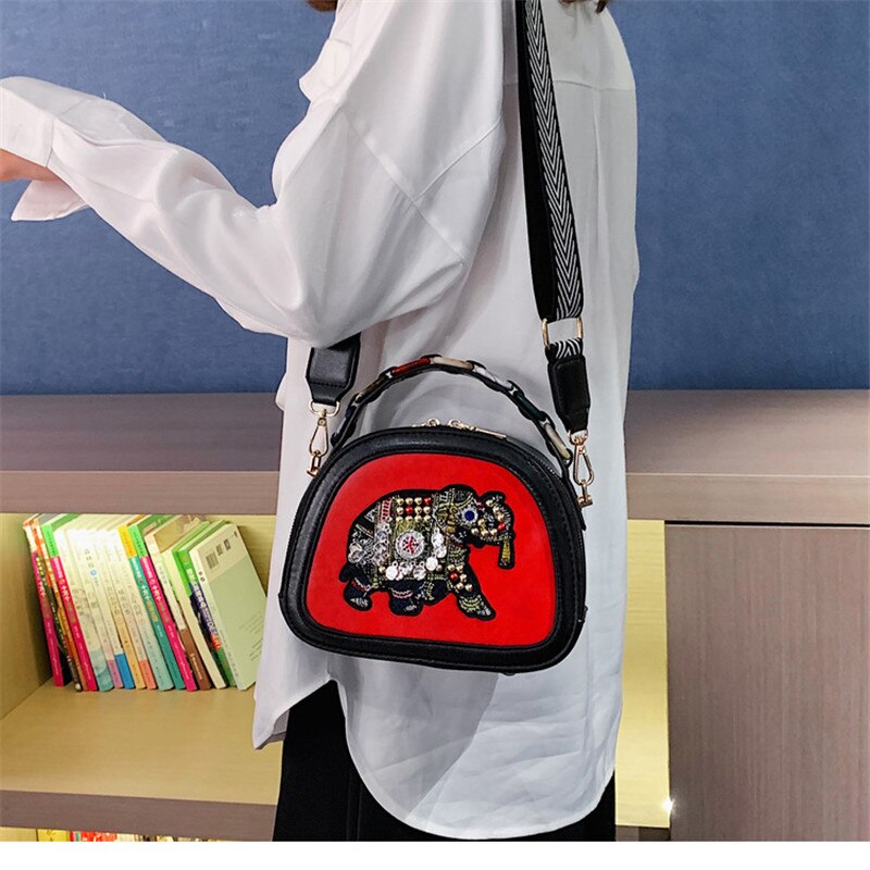 Cuoio dell'unità di elaborazione di Borsette Borse Donne Eleghant Disegno Del Ricamo Borse A Spalla Moda Femminile Che Borda il Sacchetto di Crossbody di Alta Qualità MM50045