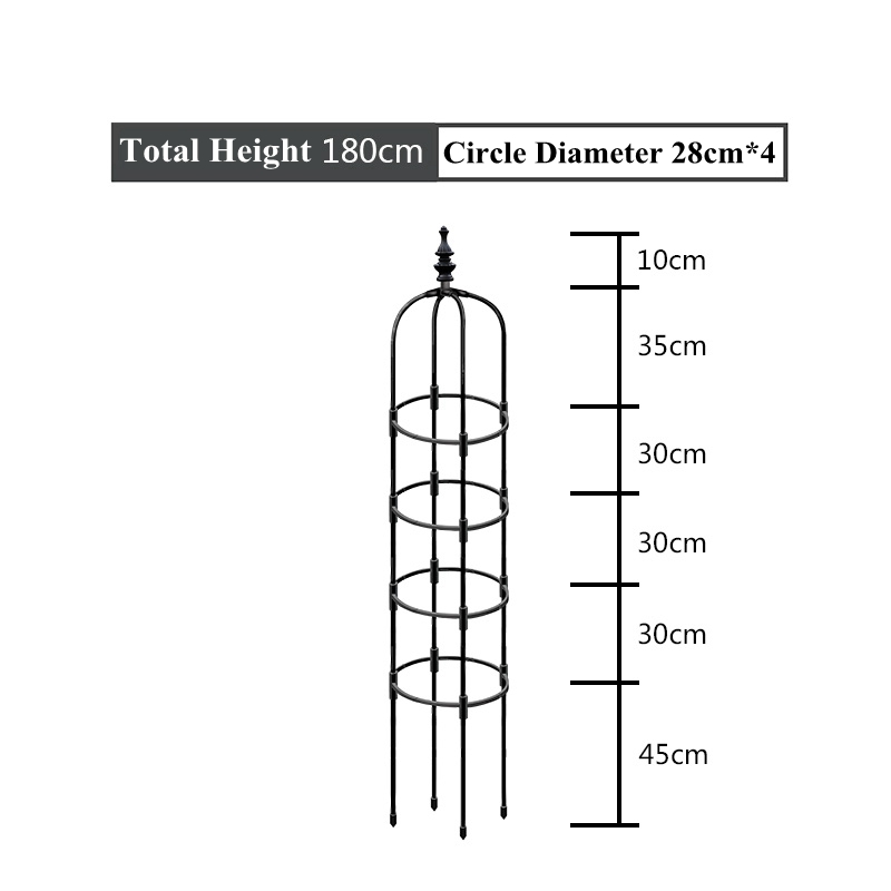 Metal Plant Climbing Frame, Outdoor Flower Stand, Trellis DIY, Tomato Vegetable Vines Plants Potted Support, Home Garden Decor: 4XL / black